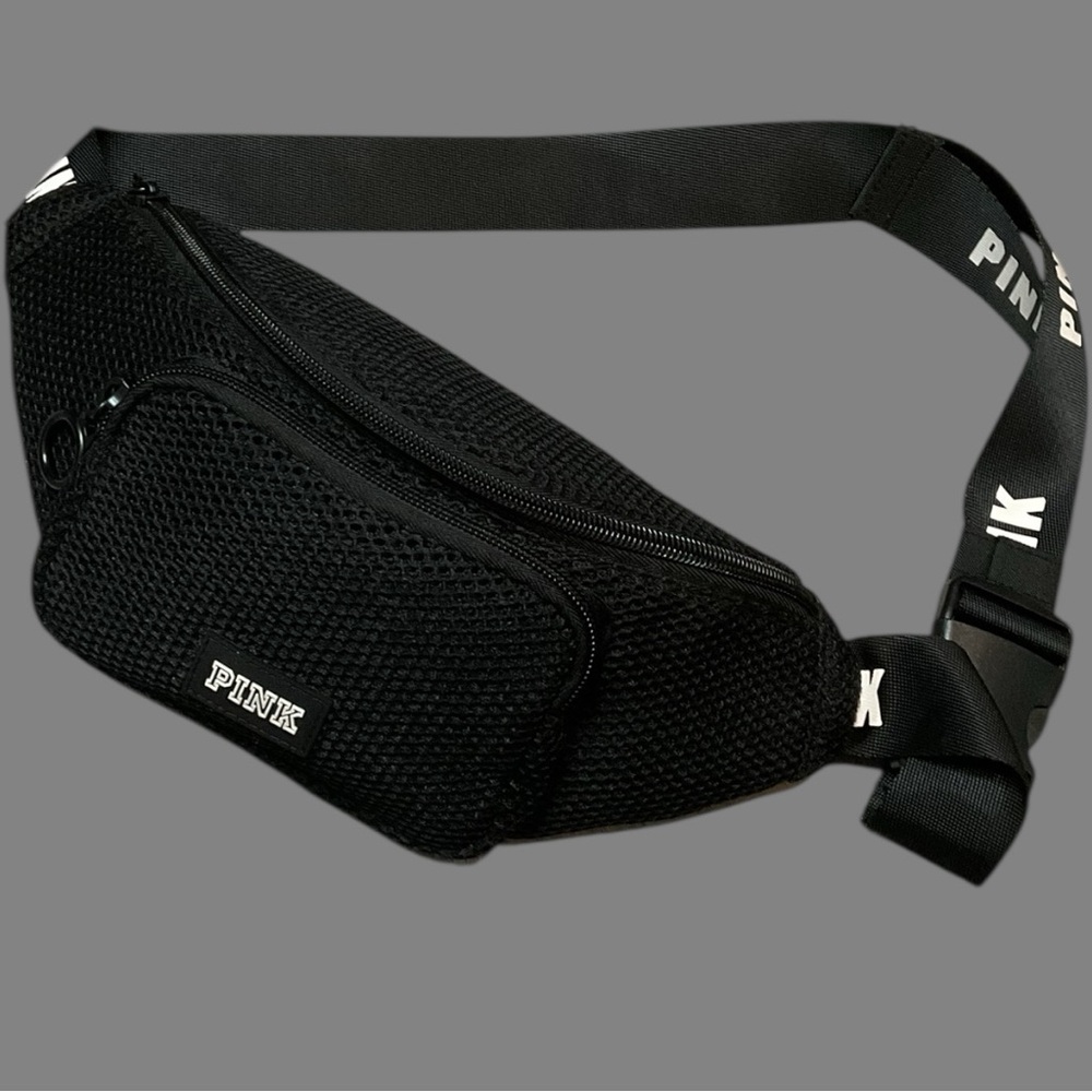 PINK Victoria's Secret Black Belt Bag Mesh Design